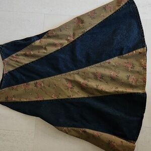 Vintage St. John's Bay long A-Line Denim and Floral Skirt